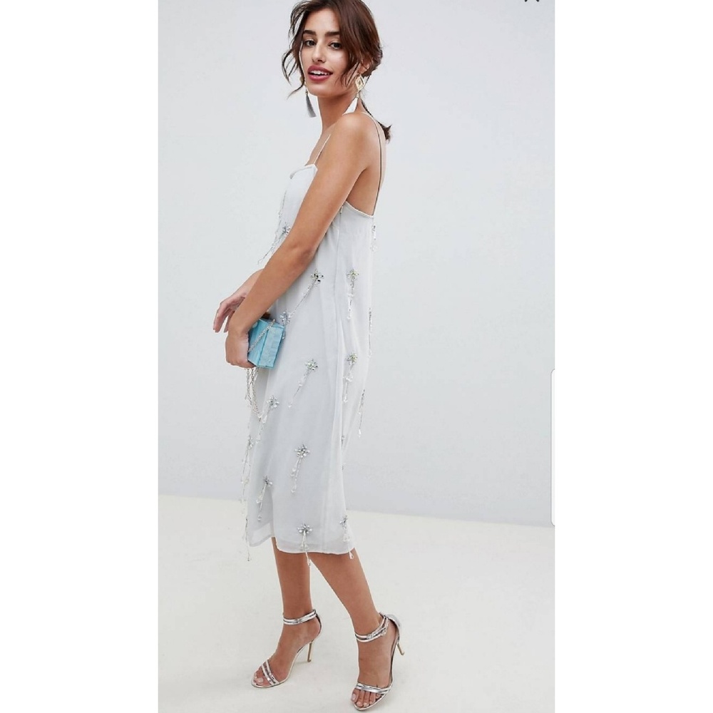 ASOS DESIGN cluster drop cami slip midi dress